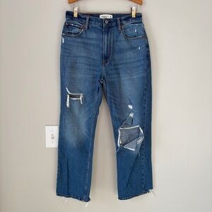 Abercrombie & Fitch Distressed The Ankle Straight Ultra High Rise Jeans